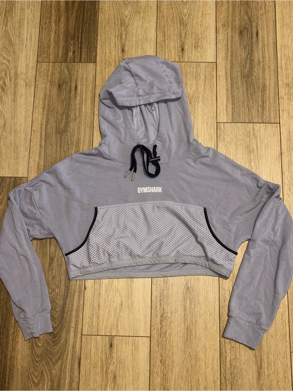 Gymshark Lavender Crop Hoodie with Mesh Paneling